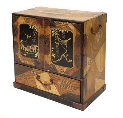 Lot 281 - A Japanese Lacquer and Parquetry Kodansu...