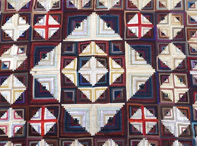 Lot 2022 - Late 19th Century Log Cabin Design Patchwork...