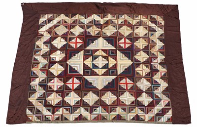 Lot 2022 - Late 19th Century Log Cabin Design Patchwork...