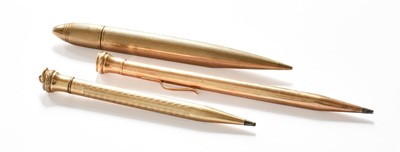 Lot 93 - Two Gold Propelling Pencils and a Gold Plated...