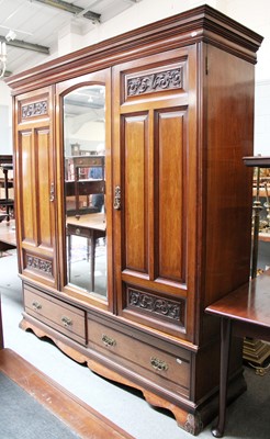 Lot 1242 - A Late Victorian Mirror Fronted Wardrobe,...