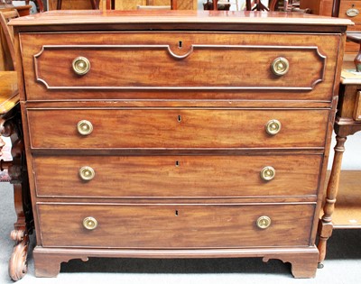 Lot 1302 - A George III Mahogany Secretaire Chest, 109cm...