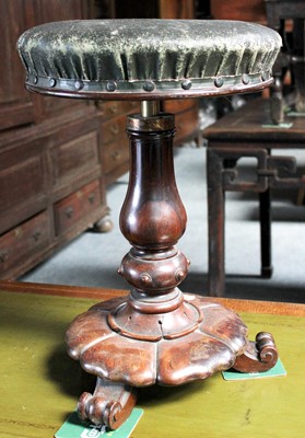 Lot 1296 - A Victorian Rosewood Adjustable Piano Stool...