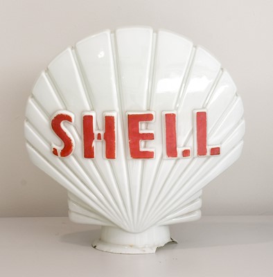 Lot 529 - An Original Shell White Opaque Glass Petrol...