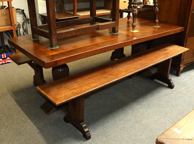 Lot 1319 - Oak Refectory Table, the substantial top...