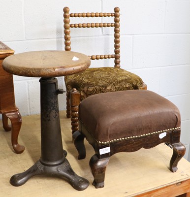 Lot 1330 - A Cast-Iron Adjustable Singer Stool, a 19th...