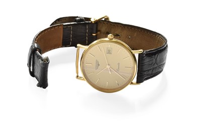 Lot 55 - An 18 Carat Gold Longines Quartz wristwatch...