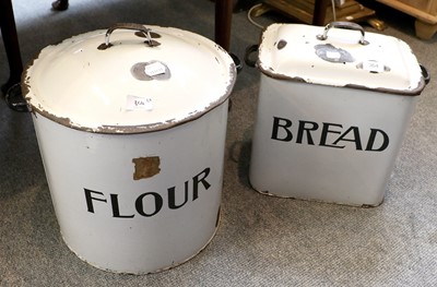 Lot 364 - A Large Enameled Flour Bin and Bread Bin,...