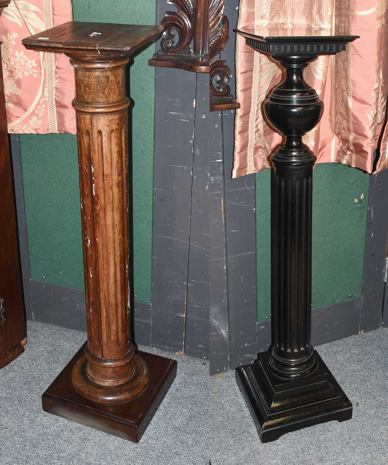 Lot 1168 - An Ebonised Turned and Fluted Column, 120cm