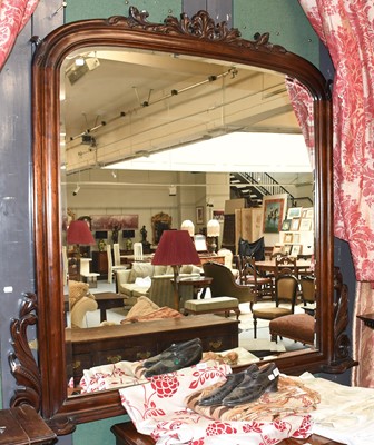 Lot 1169 - A Carved Mahogany Overmantle Mirror, 146cm by...