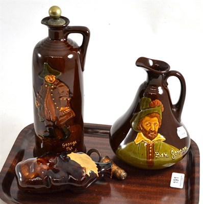 Lot 191 - A Royal Doulton Kingsware Ben Jonson jug, a Royal Doulton Dewar's Whiskey George the Guard...