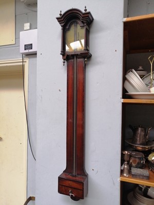 Lot 1235 - An 18th Century Mahogany Stick Barometer,...