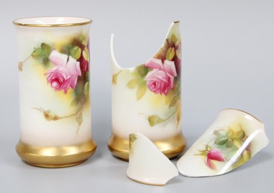 Lot 228 - A Pair of Royal Worcester Porcelain Vases,...