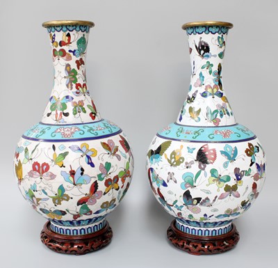 Lot 331 - A Pair of Cloisonne Vases, baluster form,...