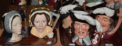 Lot 199 - Seven large Royal Doulton character jugs - Henry VIII, Anne Boleyn, Catherine Howard,...