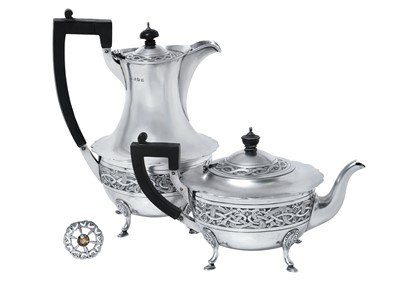 Lot 2440 - A Three-Piece Edward VII Irish Silver Tea-Service