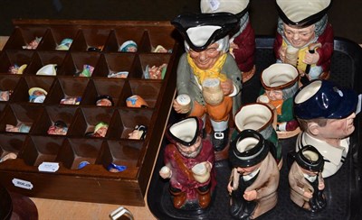 Lot 201 - Nine various medium and small Royal Doulton character and toby jugs - Winston Churchill (2),...