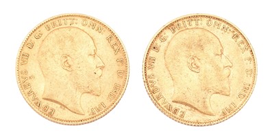 Lot 122 - 2x Edward VII, Sovereigns, 1903 & 1909, obv....