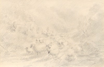 Lot 1085 - William Watson (1831-1921) Sheep in snowbound...