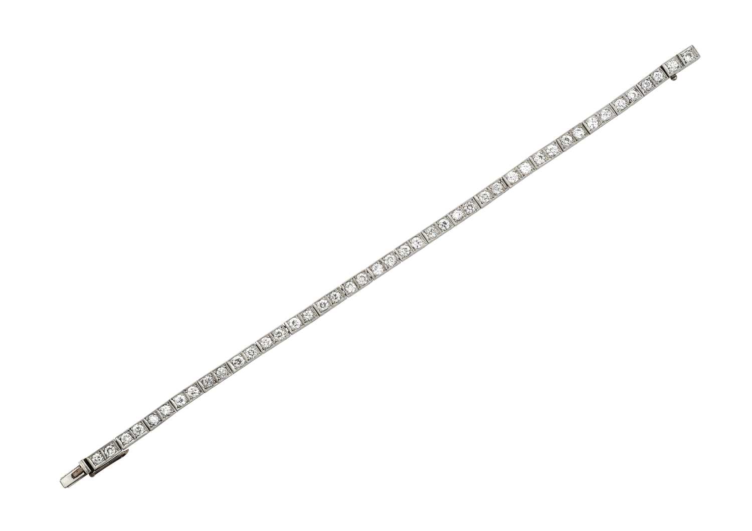 Lot 2320 - A Diamond Line Bracelet comprising of...