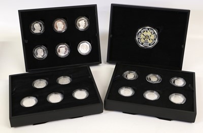 Lot 399 - Assortment of Silver Proof 50p sets, 4 sets...