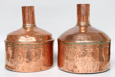 Lot 448 - Pair of 19th Century Copper Essential Oil...