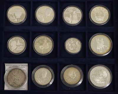 Lot 406 - 12x Mixed World Silver Commemorative Coins,...