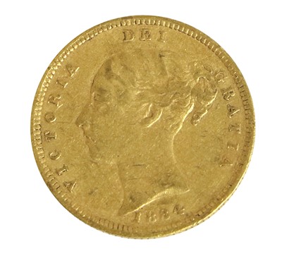 Lot 119 - Victoria, Half Sovereign 1884, obv. 'young...