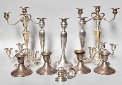 Lot 192 - A Collection of American Silver Candlesticks...