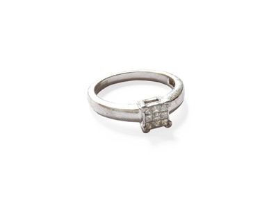 Lot 84 - A Platinum Diamond Cluster Ring, finger size L