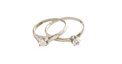 Lot 1027 - An 18 Carat White Gold Diamond Solitaire Ring,...