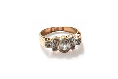 Lot 81 - A Diamond Ring, the old pear cut diamond...