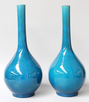 Lot 431 - A Pair of Japanese Earthenware Bottle Vases,...