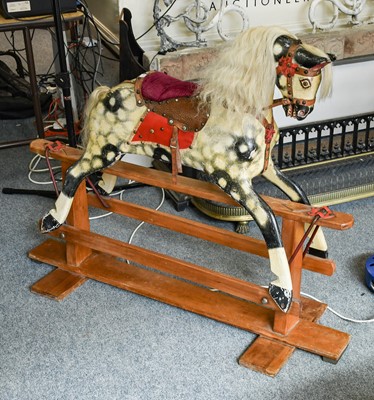 Lot 1341 - Painted Wooden Dapple Grey Rocking Horse, by...