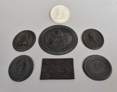 Lot 232 - Six Leeds Pottery Black Basalt Plaques, 19th...