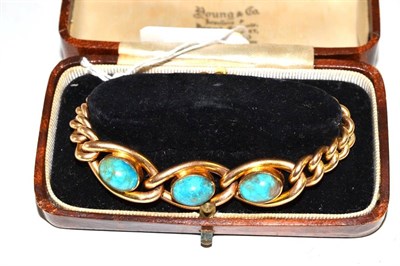 Lot 245 - A turquoise set bracelet, stamped ";15"