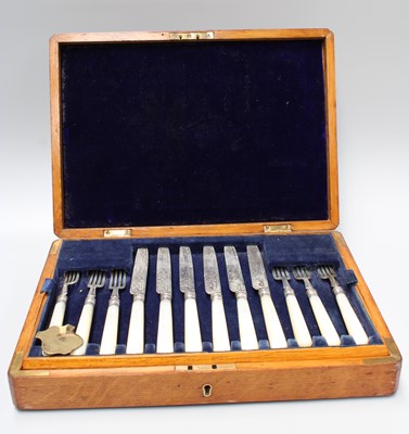 Lot 156 - A Cased Set of Victorian Silver and...