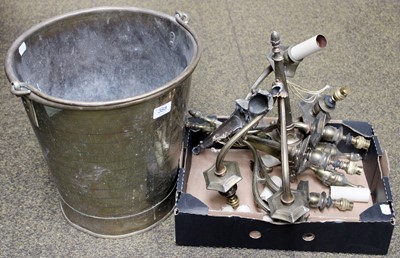 Lot 388 - A Brass Swing Handle Bucket, with a set of...