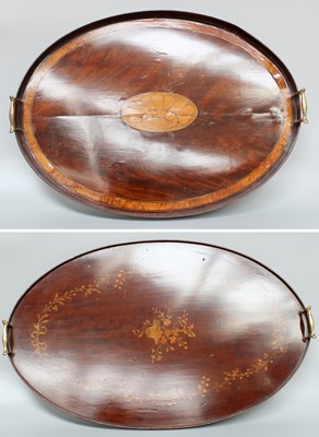 Lot 1221 - A Edwardian Mahogany Twin Handled Tray of oval...