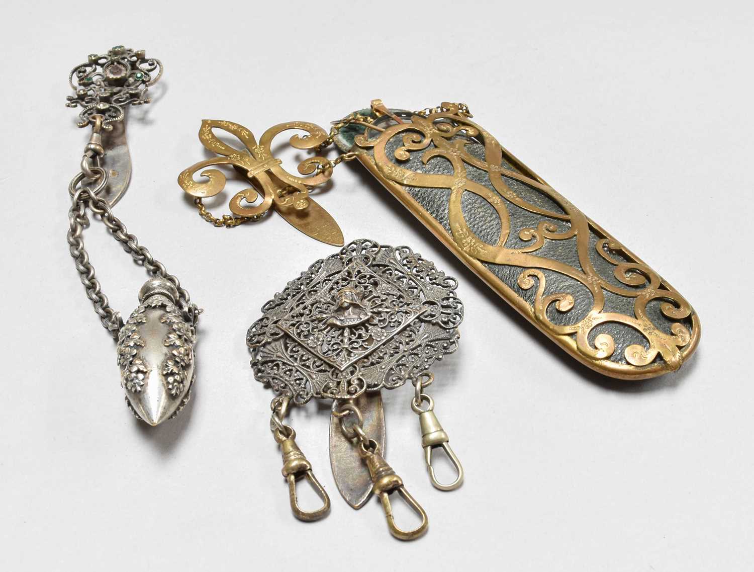 Lot 265 - A Victorian Spectacle Case, chatelaine clip,...