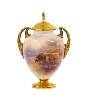 Lot 89 - A Royal Worcester Porcelain Vase and Cover, by...