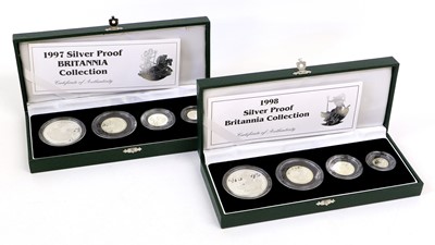 Lot 296 - 2x UK, Silver Proof Britannia Collections,...