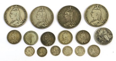 Lot 52 - Assorted British Silver Coinage, comprising;...