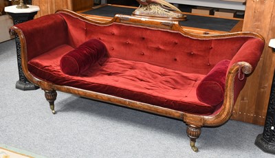 Lot 1298 - A Victorian Carved Scroll End Sofa, with...