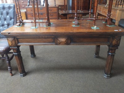 Lot 1155 - A Victorian Gothic Revival Plank Top Oak Side...