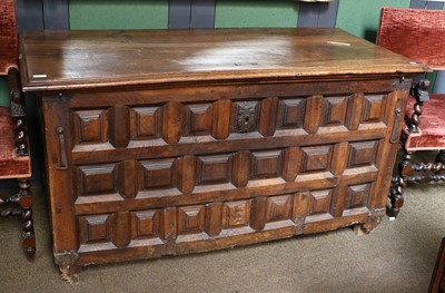 Lot 1219 - A Continental Hardwood Coffer, 19th century,...