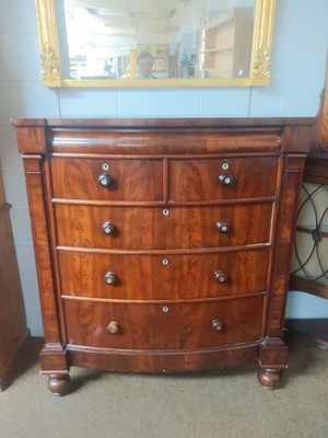 Lot 1132 - A Victorian Mahogany Bow Fronted Scotch Chest,...