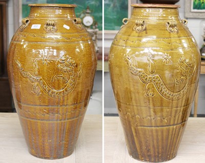 Lot 452 - A Pair of Chinese Yellow Glazed Earthenware...