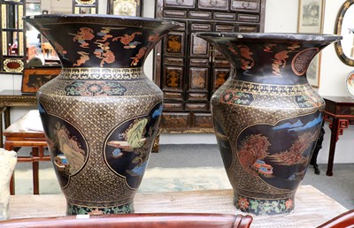 Lot 1256 - A Large Pair of Lacquered Papier Mache Floor...