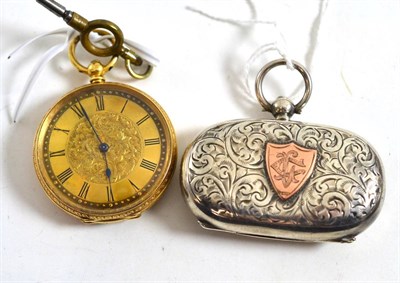 Lot 259 - An 18ct gold lady's watch and a silver sovereign case